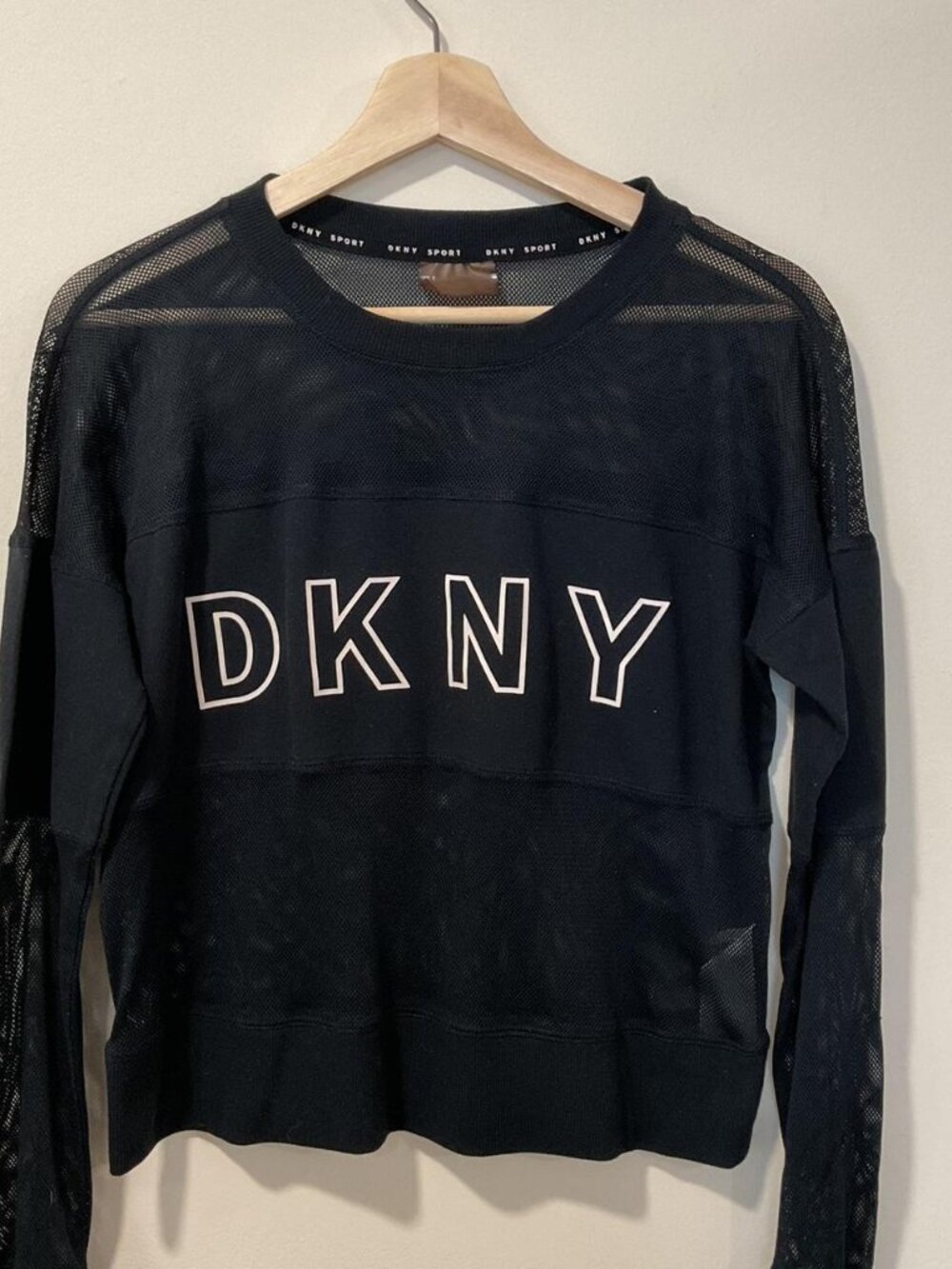 2017 DKNY Long Sleeve Mesh Top, Size medium